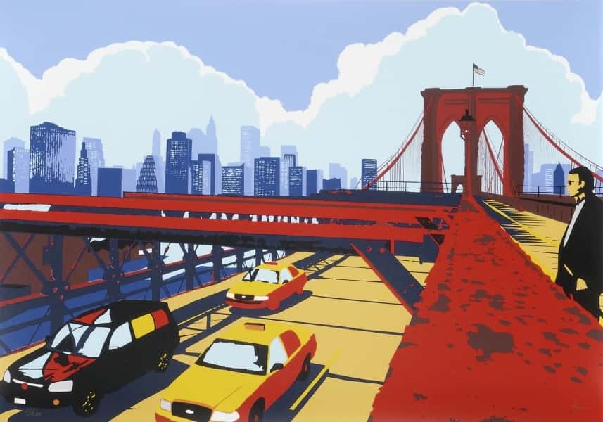 Man Waiting at Brooklyn Bridge av Richard Ryan